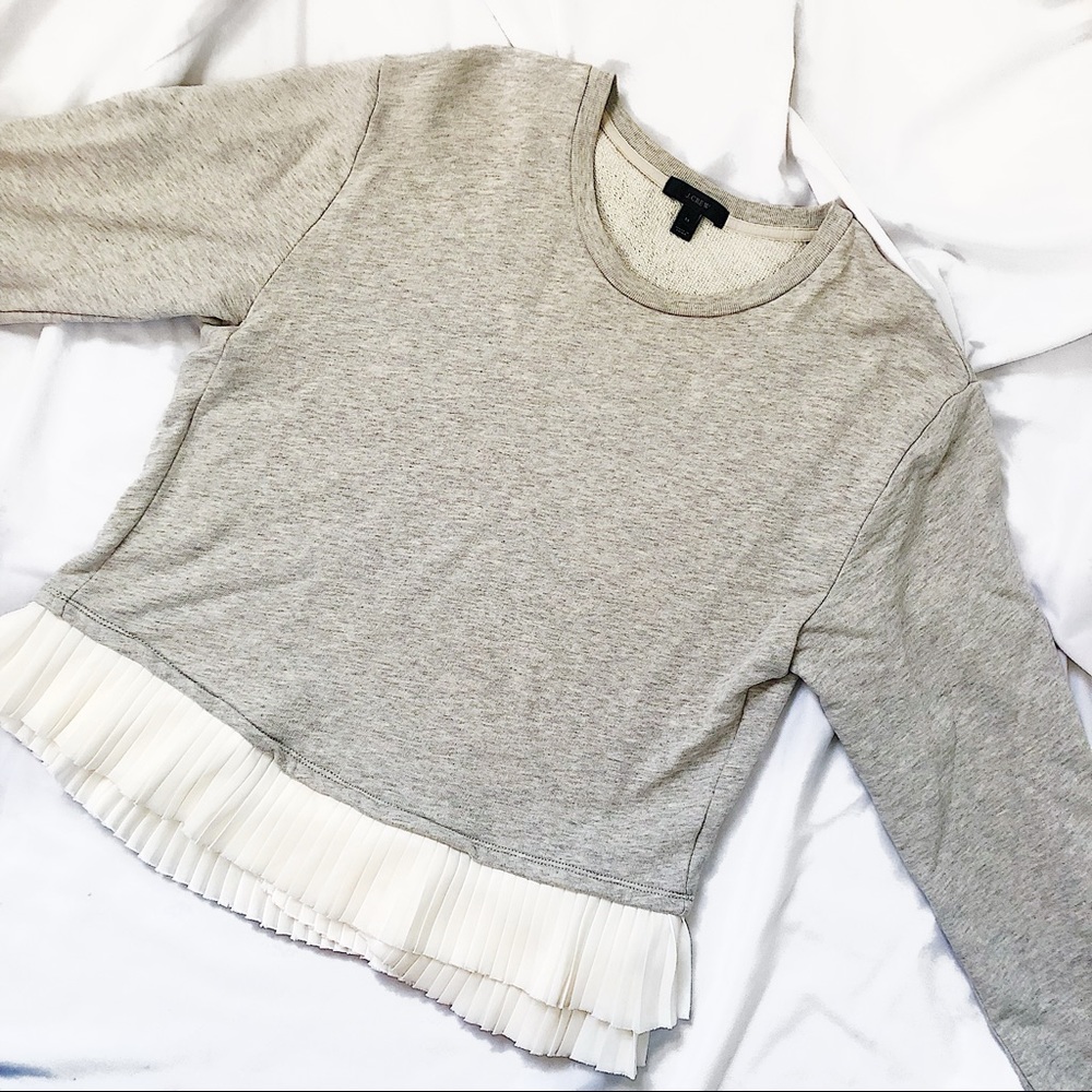 J. Crew Gray Ruffle Hem Sweatshirt - Picture 4 of 6
